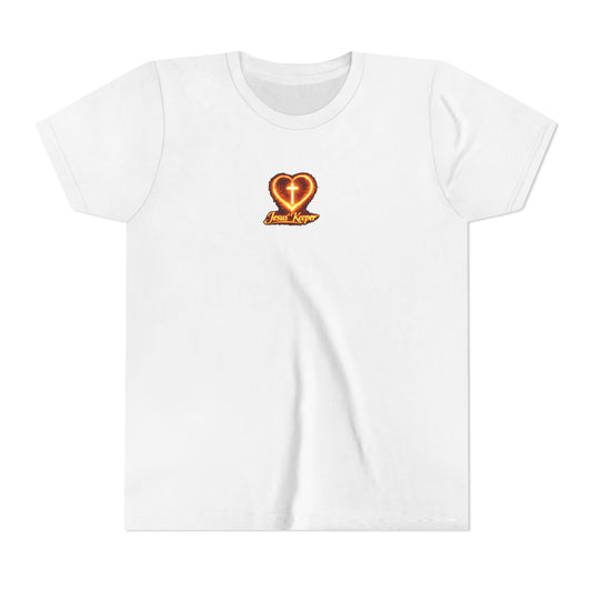 Youth Tee - Jesus Keeper Heart Cross Graphic (Christian Kids T-Shirt)