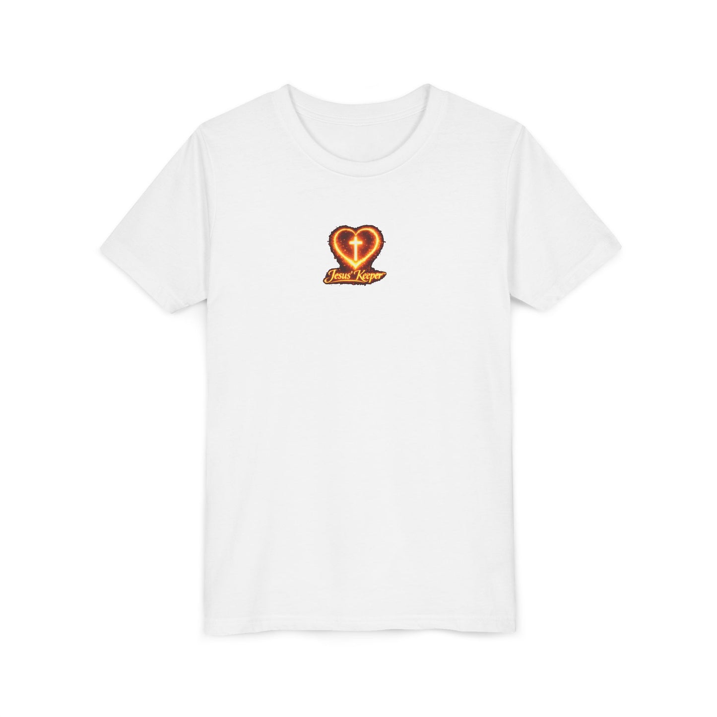 Youth Tee - Jesus Keeper Heart Cross Graphic (Christian Kids T-Shirt)