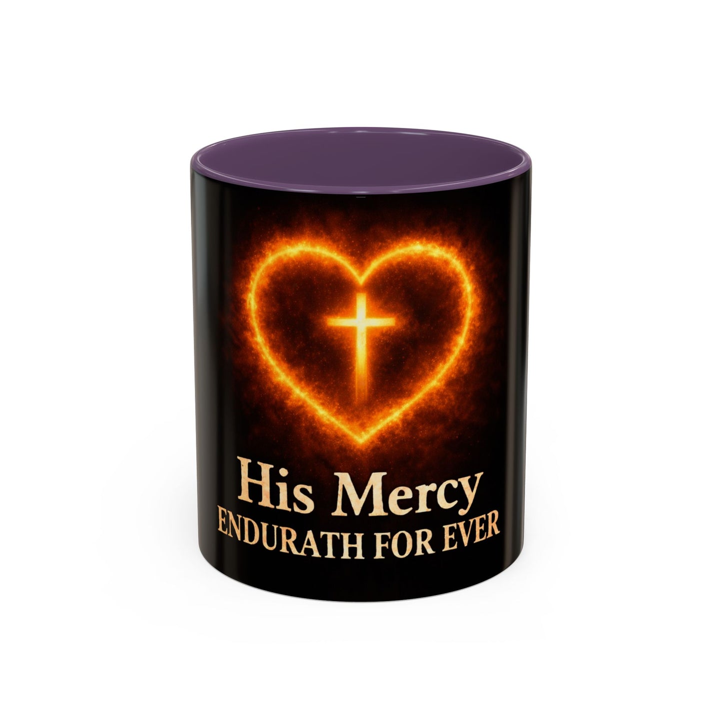 Christian Coffee Mug — "His Mercy Endureth Forever" Accent Mug (11/15 oz)