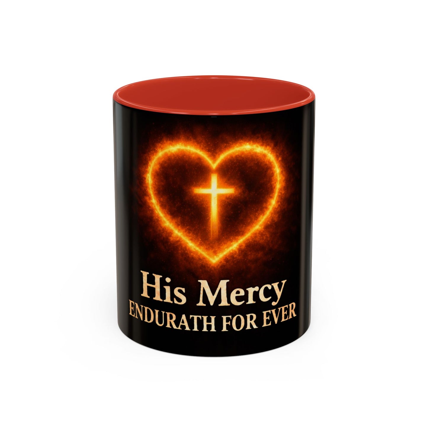 Christian Coffee Mug — "His Mercy Endureth Forever" Accent Mug (11/15 oz)