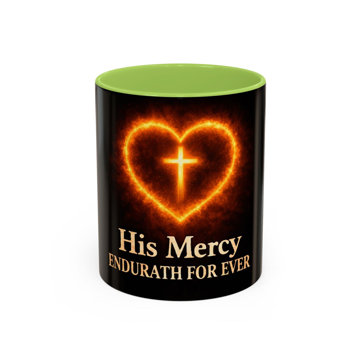 Christian Coffee Mug — "His Mercy Endureth Forever" Accent Mug (11/15 oz)