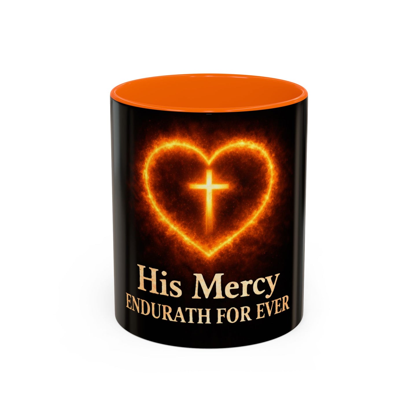 Christian Coffee Mug — "His Mercy Endureth Forever" Accent Mug (11/15 oz)