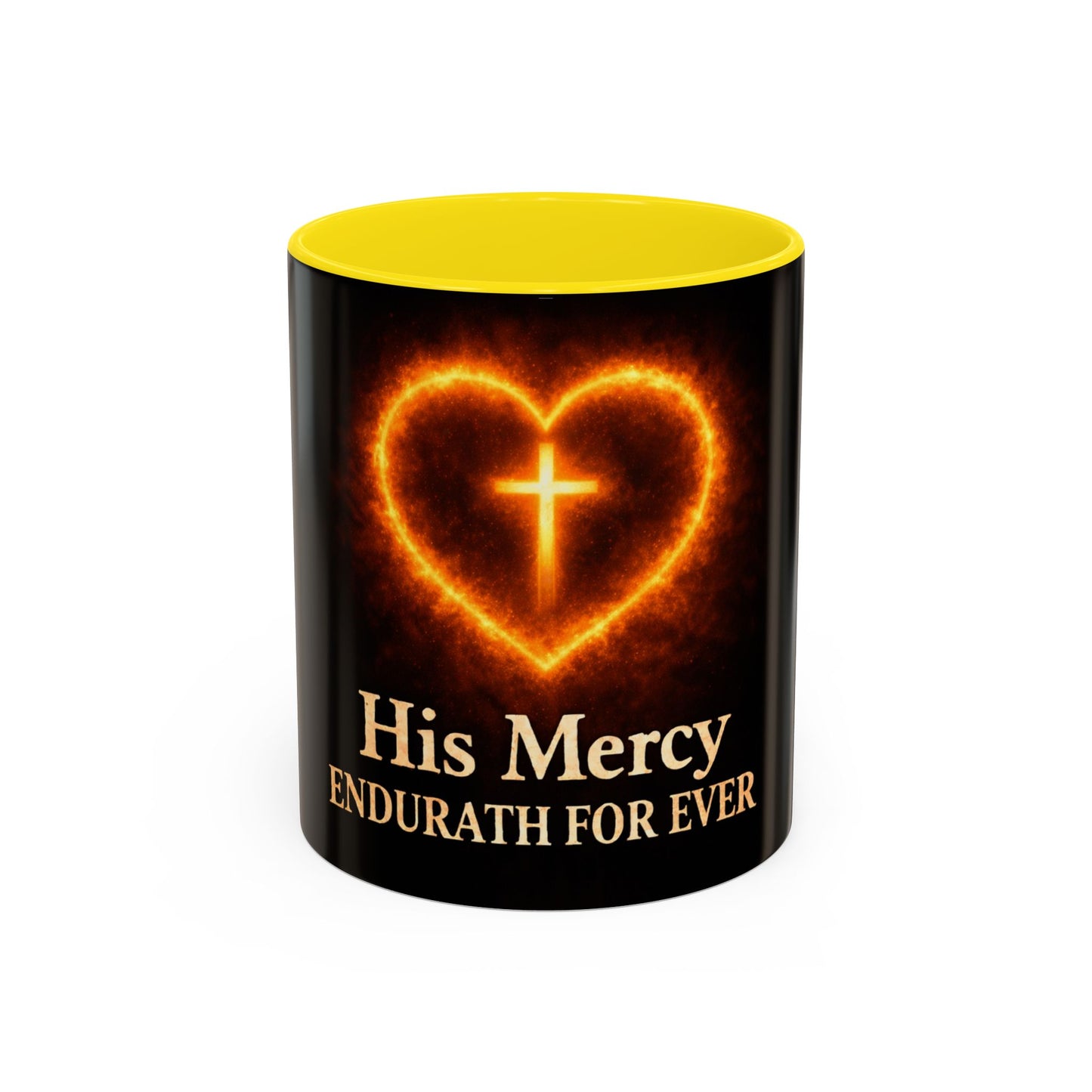 Christian Coffee Mug — "His Mercy Endureth Forever" Accent Mug (11/15 oz)