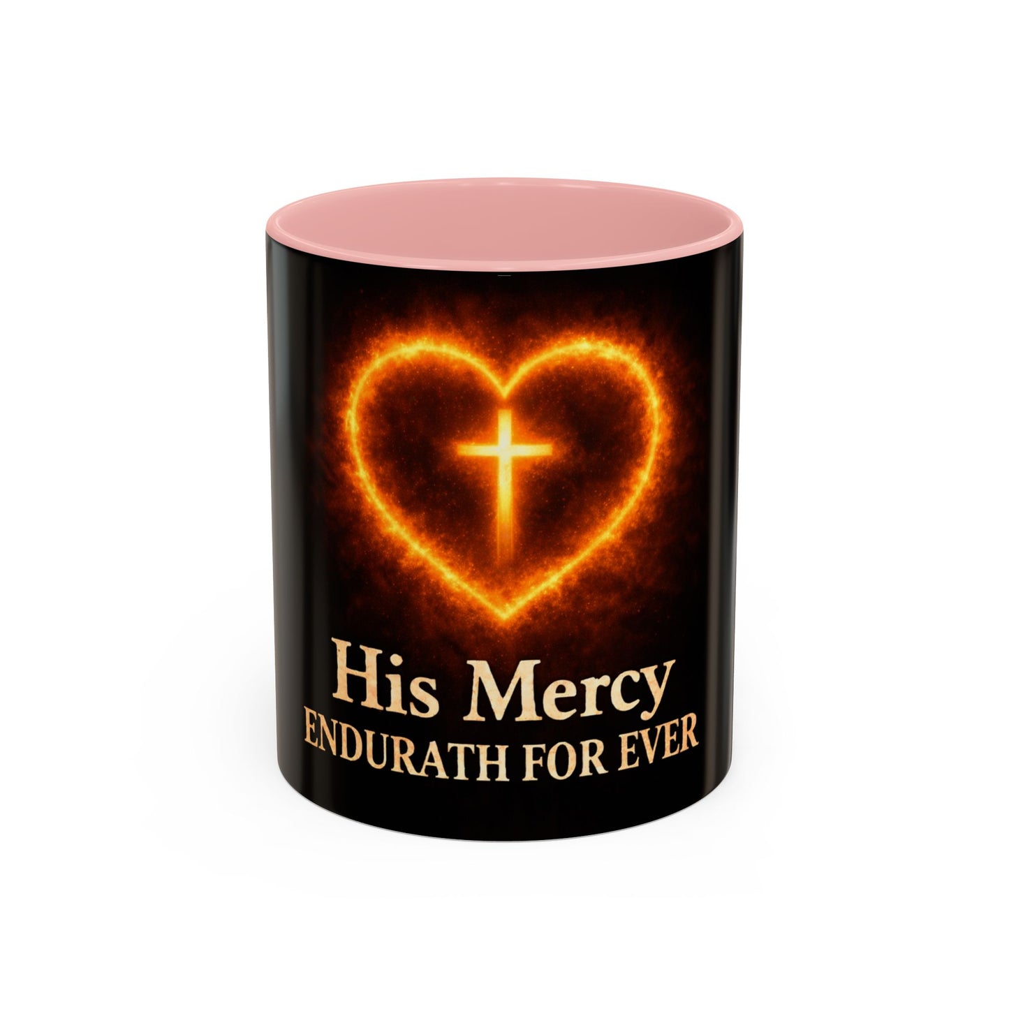 Christian Coffee Mug — "His Mercy Endureth Forever" Accent Mug (11/15 oz)